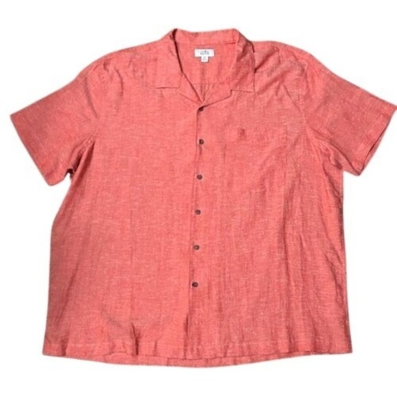 croft & barrow Other - Croft & Barrow Mens XXL Coral Pink Linen Blend Short Sleeve Linen Blend Shirt